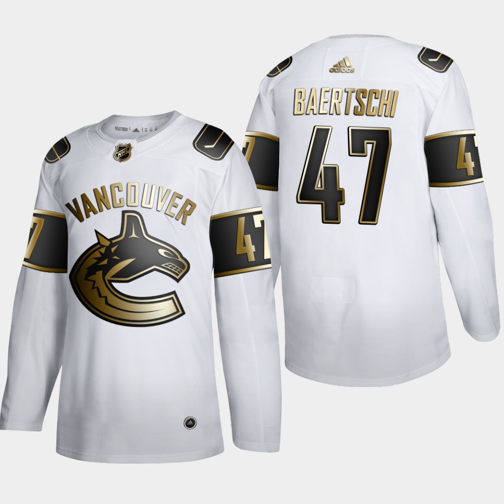 Men Vancouver Canucks #47 Sven Baertschi  Adidas White Golden Edition Limited Stitched NHL Jersey->winnipeg jets->NHL Jersey